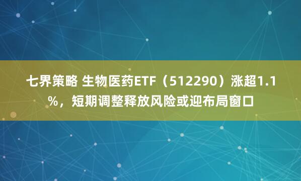 七界策略 生物医药ETF（512290）涨超1.1%，短期调整释放风险或迎布局窗口